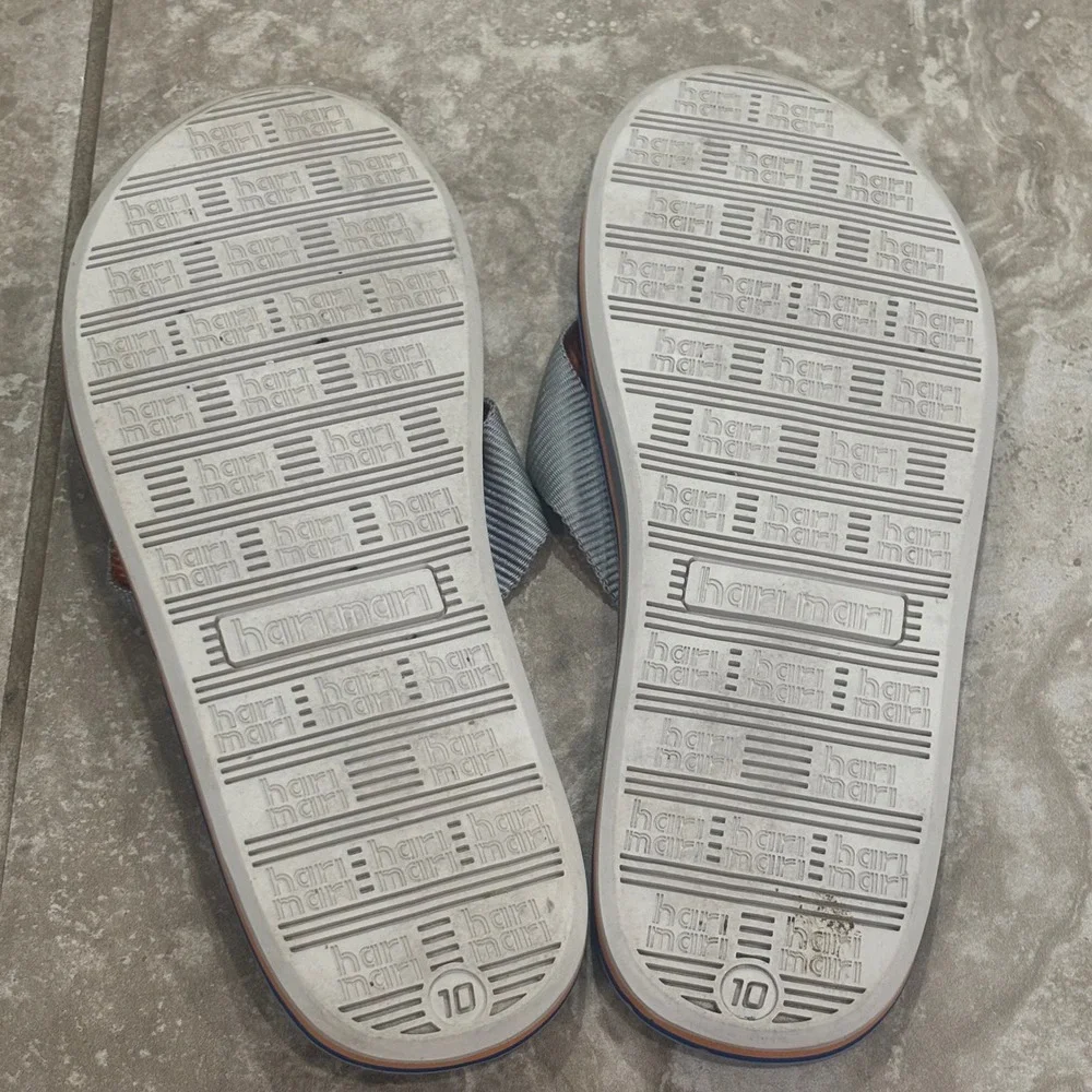 Hari Mari Mens Dunes Flip Flops Grey Orange Blue Thong Sandals Size 10